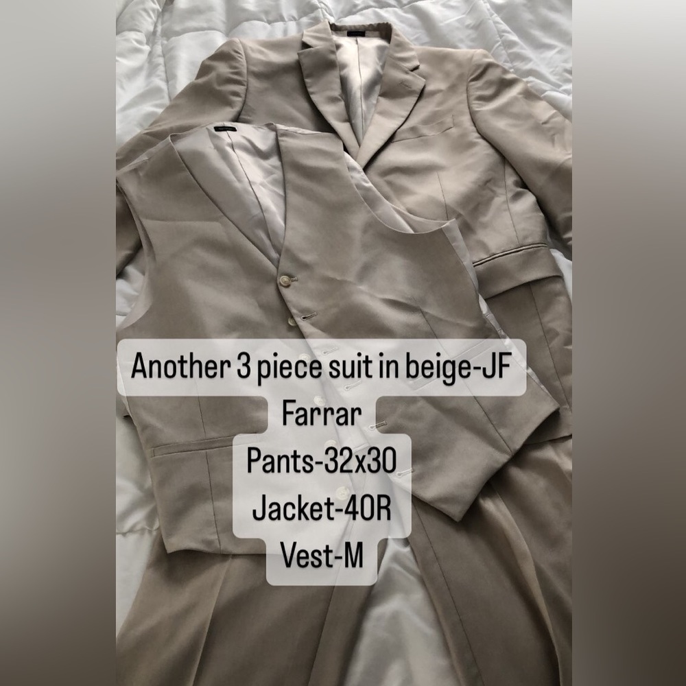 3 piece suit in beige